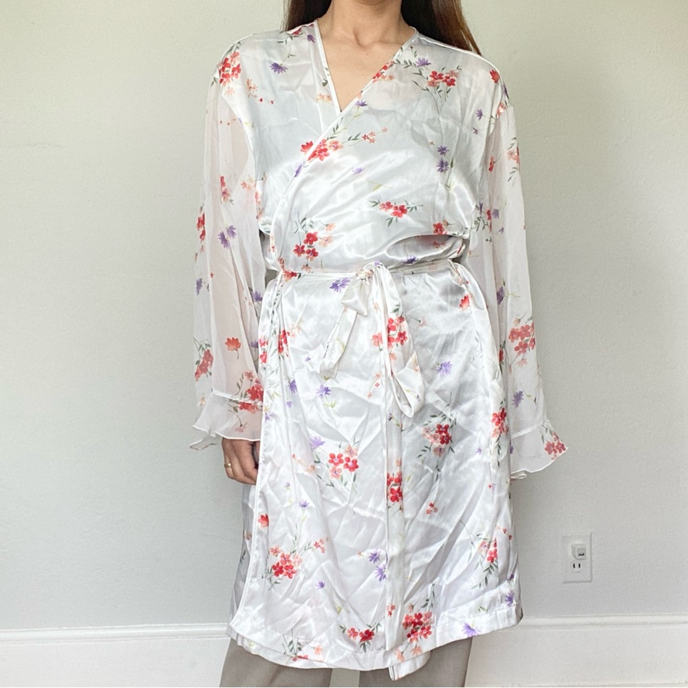 Oscar de La Renta Floral Satin Robe